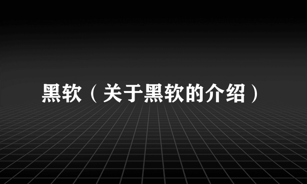 黑软（关于黑软的介绍）