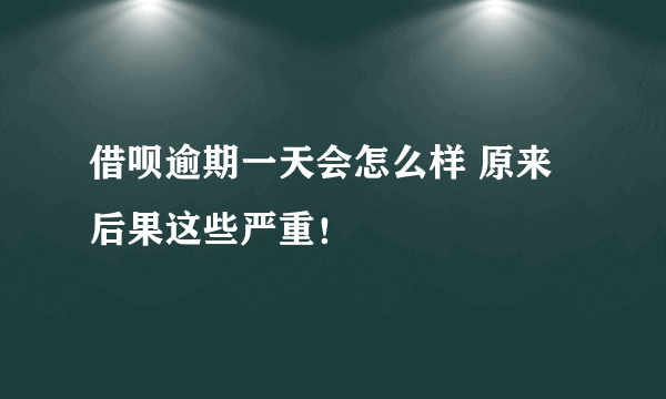 借呗逾期一天会怎么样 原来后果这些严重！