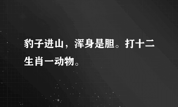 豹子进山，浑身是胆。打十二生肖一动物。