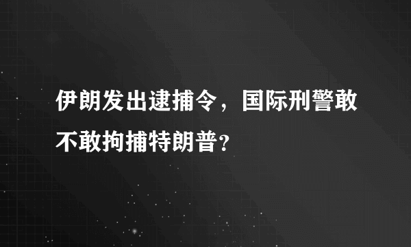 伊朗发出逮捕令，国际刑警敢不敢拘捕特朗普？