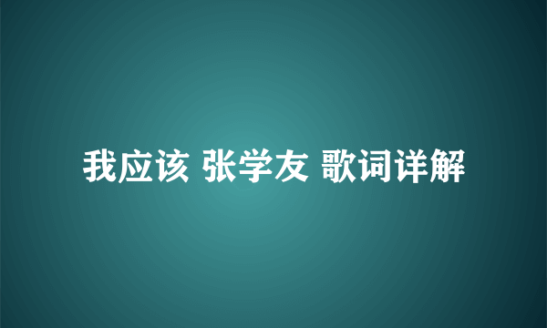 我应该 张学友 歌词详解