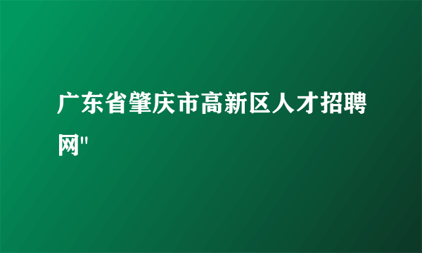 广东省肇庆市高新区人才招聘网