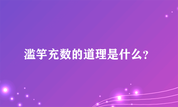 滥竽充数的道理是什么？