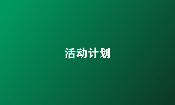活动计划