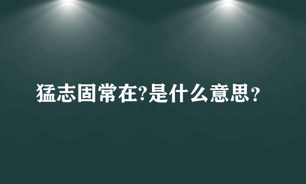 猛志固常在?是什么意思？
