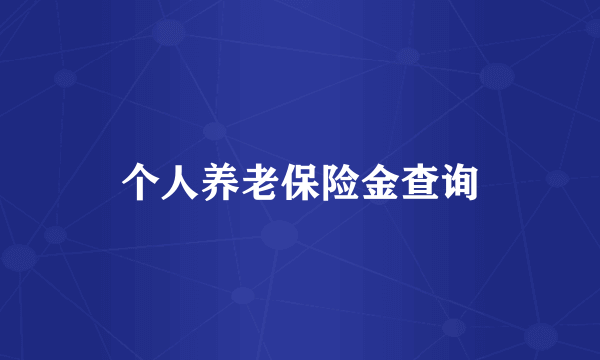 个人养老保险金查询