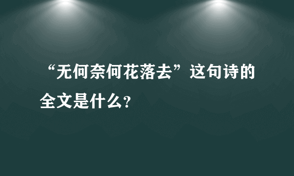 “无何奈何花落去”这句诗的全文是什么？