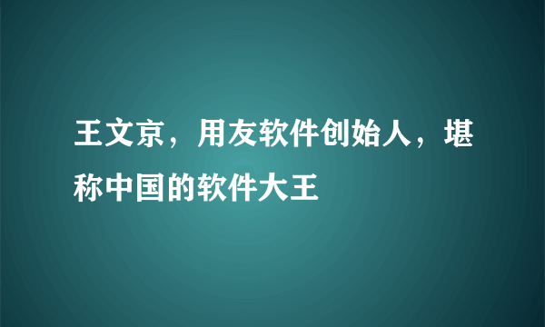 王文京，用友软件创始人，堪称中国的软件大王
