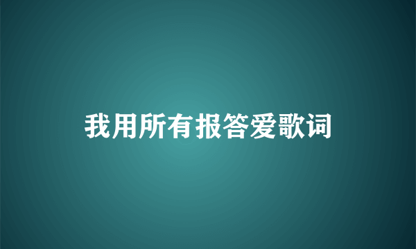 我用所有报答爱歌词
