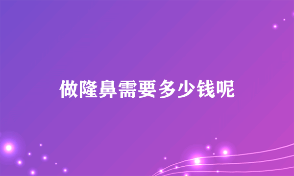 做隆鼻需要多少钱呢
