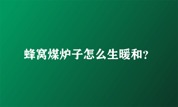 蜂窝煤炉子怎么生暖和？