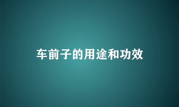 车前子的用途和功效