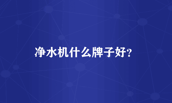 净水机什么牌子好？