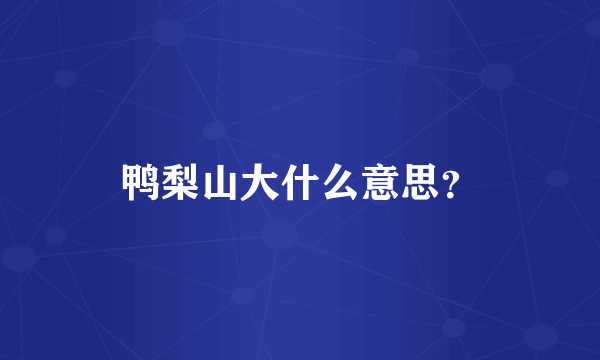 鸭梨山大什么意思？