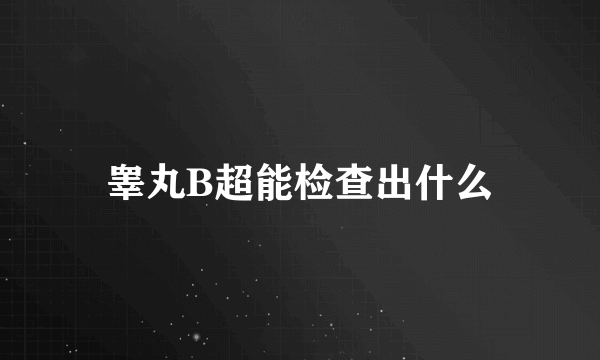 睾丸B超能检查出什么