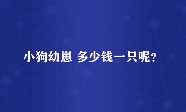 小狗幼崽 多少钱一只呢？