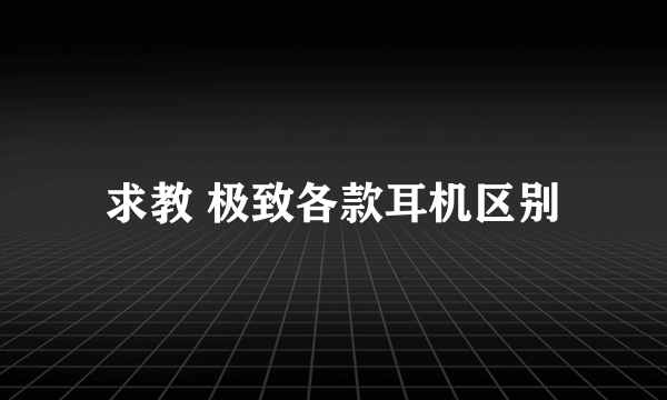 求教 极致各款耳机区别