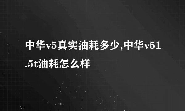 中华v5真实油耗多少,中华v51.5t油耗怎么样