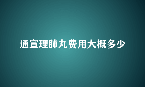 通宣理肺丸费用大概多少