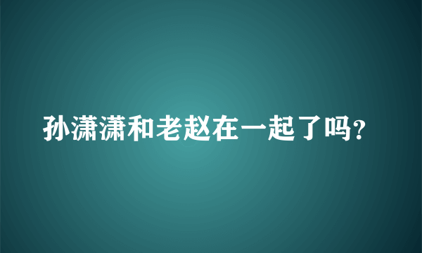 孙潇潇和老赵在一起了吗？