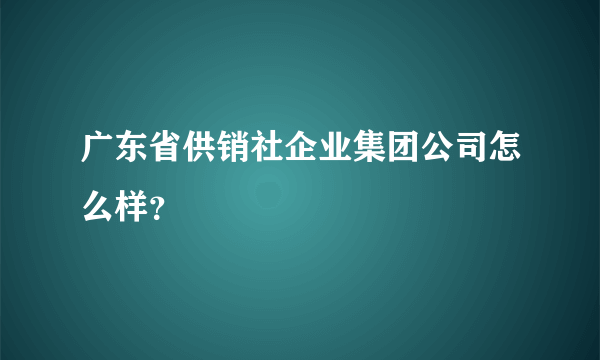 广东省供销社企业集团公司怎么样？