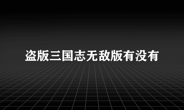 盗版三国志无敌版有没有