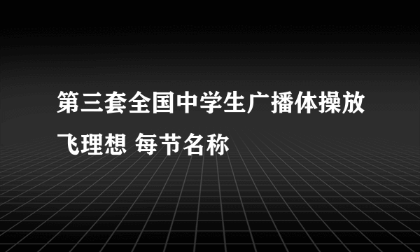 第三套全国中学生广播体操放飞理想 每节名称