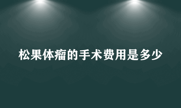 松果体瘤的手术费用是多少