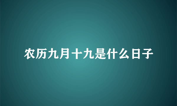 农历九月十九是什么日子