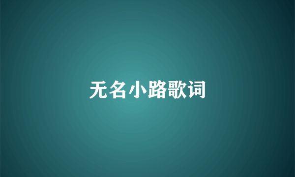 无名小路歌词