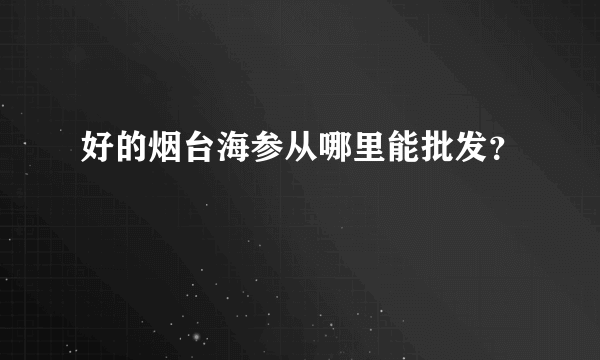 好的烟台海参从哪里能批发？