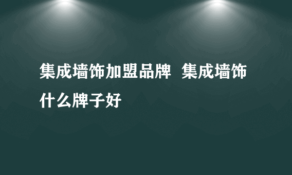 集成墙饰加盟品牌  集成墙饰什么牌子好
