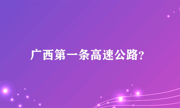 广西第一条高速公路？