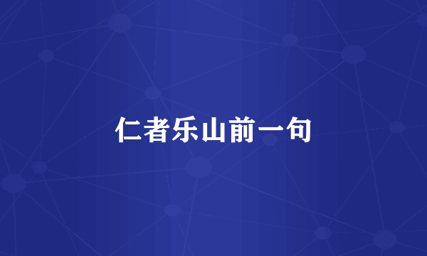 仁者乐山前一句