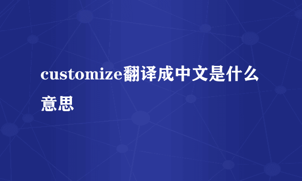 customize翻译成中文是什么意思