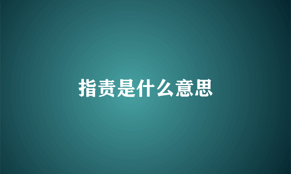 指责是什么意思