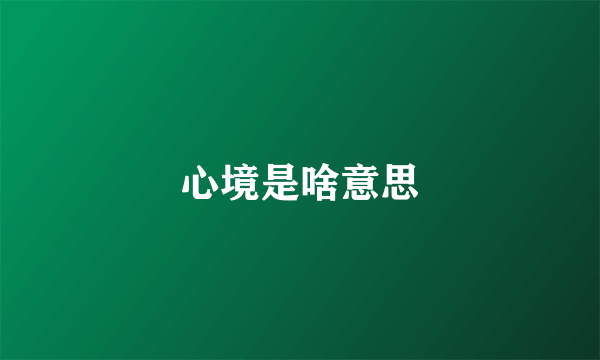 心境是啥意思