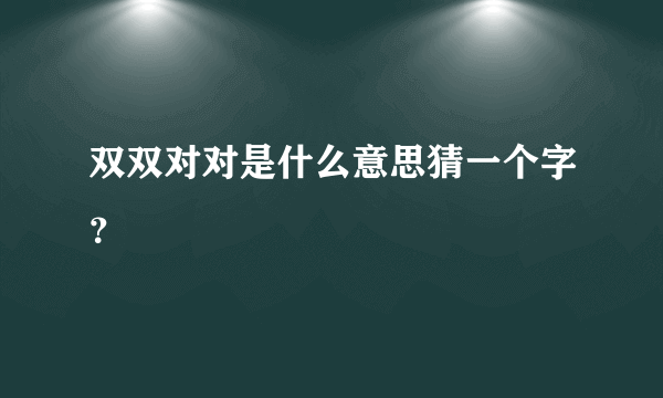双双对对是什么意思猜一个字？