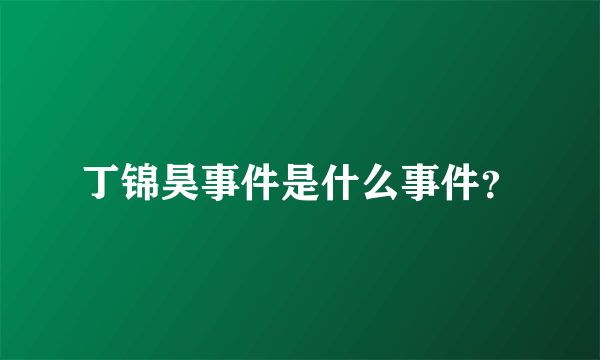丁锦昊事件是什么事件？