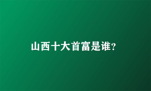 山西十大首富是谁？