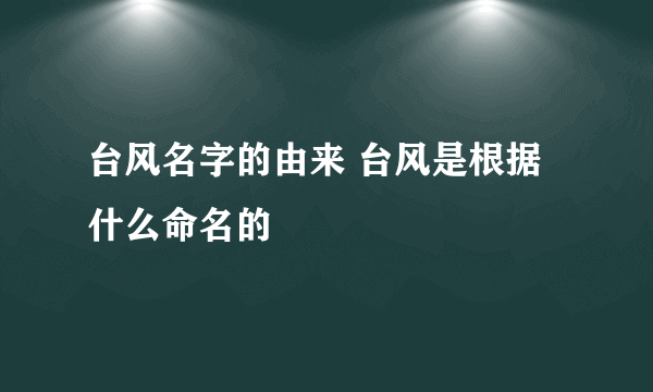 台风名字的由来 台风是根据什么命名的