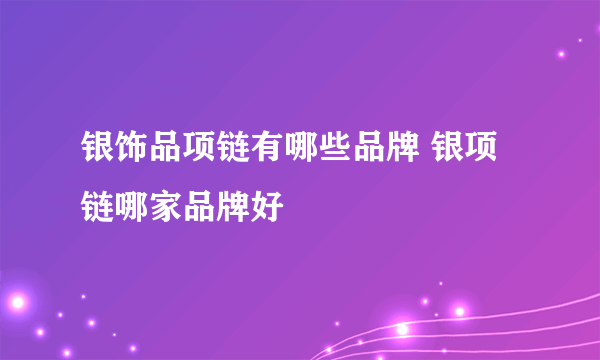 银饰品项链有哪些品牌 银项链哪家品牌好