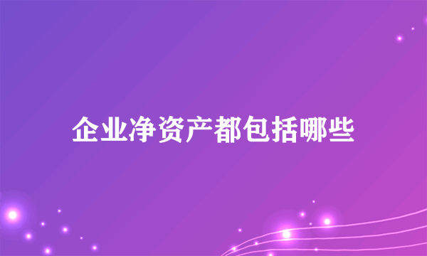 企业净资产都包括哪些