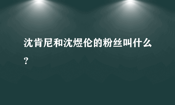 沈肯尼和沈煜伦的粉丝叫什么？