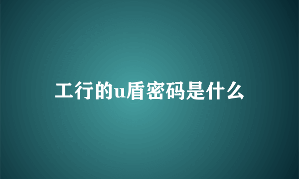 工行的u盾密码是什么