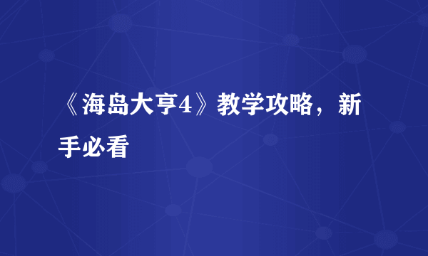 《海岛大亨4》教学攻略，新手必看