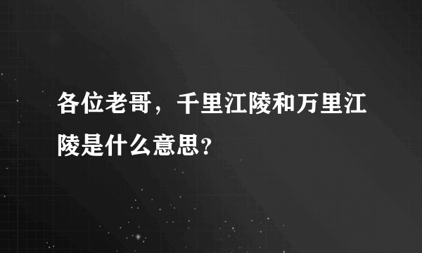 各位老哥，千里江陵和万里江陵是什么意思？