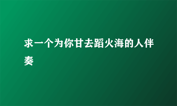 求一个为你甘去蹈火海的人伴奏