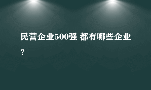 民营企业500强 都有哪些企业？