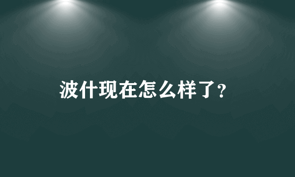 波什现在怎么样了？